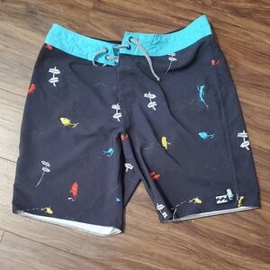 Billabong Dr. Seuss Black and Teal Swim Board Shorts